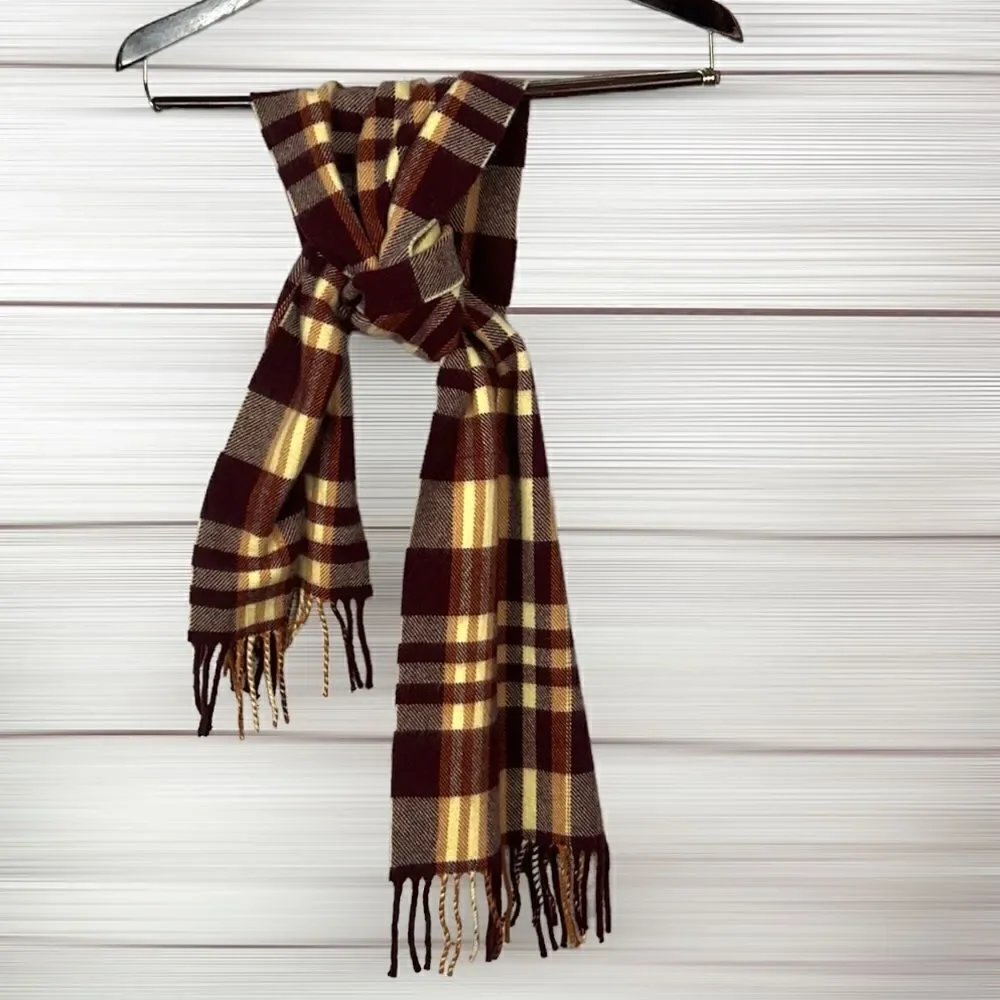 Vintage 100% Pure New Wool England Tartan Plaid Scarf 57x11,5 inches.